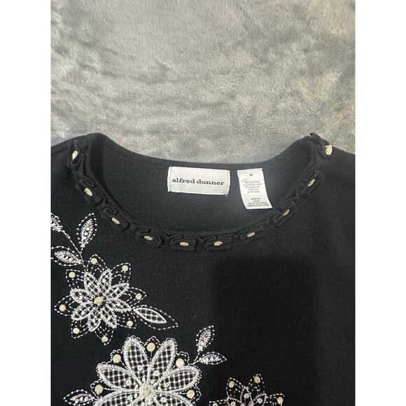 alfred dunner women top medium Black With Floral Pattern - Picture 6 of 8